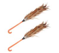 HAMPPLIES 2 pezzi Spolverino in Piume di Pollo con Manico Resistente Spolverare e Auto Cattura Polvere Leggera e Facile da Usare