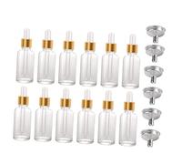 HAMPPLIES 24pezzi Flacone Contagocce Vetro Trasparente Con Tappo in Silicone e Coperchio Plastico Dorato Erogatore Per Oli Essenziali Colonie Tinture e Cosmetici