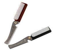 HAMPPLIES 2pezzi Pettine da Viaggio Pieghevole Denti Fini in Acciaio Inox per Barba e Capelli Pettine Tascabile Compatto per Gentiluomini Viaggiatori Toelettatura Portatile