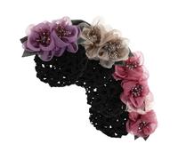 HAMPPLIES 4 Pezzi Hairnet For Women Vintage Floral Mesh Snood With Barrette Breathable Nurse And Hotel Staff Hair Bun Cover Secure Fit Hair Accessory For Work And Parties