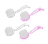 HAMPPLIES 4 pezzi Spazzoline per Unghie con Manico Ergonomico e Copertura Pulizia e Durevole Colori Rosa e Trasparente Compatte per Manicure e Viaggi