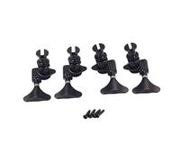 HAMPPLIES 4pezzi Piroli per Ukulele Meccaniche Sigillate Sinistre e Destre in Metallo Resistente Finitura Nichel Pulsante Ambra in Plastica Inclusi Viti per Installazione Facile