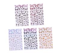 HAMPPLIES 5 fogli Adesivi Unghie Farfalle Sfumate Olografici Nail Art Decal per Manicure DIY Colori Oro Argento Rosso e Rosa Adesivi Nail Art Sicuri e Facili da Applicare