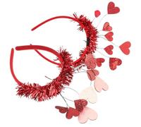 HAMPPLIES Cerchietti Divertenti a Forma di Cuore per Feste Romantiche Set 2 Pezzi Rosso e Rosa Fasce Leggere e Resistenti per Adulti Decorazione Chioma per Matrimoni e Anniversari