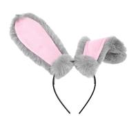 HAMPPLIES Cerchietto Orecchie Coniglio Peluche Grigio Accessorio Cosplay Unico per Feste e Foto e Confortevole Fascia Decorativa per Bambine e Adulto