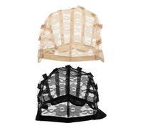 HAMPPLIES Cuffie per Parrucca a Rete in Pizzo Regolabili, Cappucci Elastici Traspiranti per Chioma Puliti, Set 2 Pezzi per Uso Professionale Parrucchieri e Acconciature