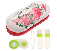 HAMPPLIES Custodia Per Occhiali Doppio Strato in Pu e Tessuto Floccato Custodia Portatile Per Lenti a Contatto Chiusura Ermetica e Specchio e Resistente Per Viaggi e Uso Esterno