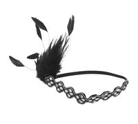 HAMPPLIES fascia per capelli in piume per banchetto Chiesa del carnevale Fasce per la festa di Capodanno fascia per il tè Accessorio per capelli da festa Prop del copricapo strass Black