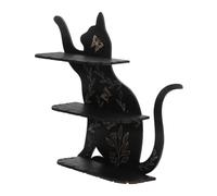 HAMPPLIES Mensola da Muro per Cristalli e Oli Essenziali in Legno a Forma di Gatto Nero Rustica e Stabile, Mensola Decorativa Multifunzionale per Soggiorno e Studio