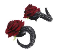 HAMPPLIES Mollette per Chioma Gotiche a Forma di Corno di Pecora, Leggere e Decorate Rosa, Accessori Lolita per Cosplay Halloween, Feste a Tema e Servizi Fotografici per Donne