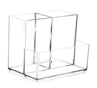 HAMPPLIES Organizer Scrivania Trasparente con Scomparti Divisori Pennelli e Multifunzione per Cosmetici Cancelleria e Prodotti Skincare Compatto e Facile