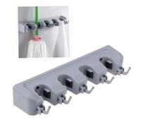 HAMPPLIES Organizzatore Parete Porta Scope Muro Posizioni Ganci con Fissaggio Vite Supporto Mop e Scopa in Plastica Abs Resistente Fino per Gancio Montaggio Facile per Bagno e Cucina