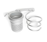 HAMPPLIES Porta Asciugacapelli da Parete in Argento Supporto Spiralato per Phon e Pettine con Gancio Porta Spina Organizer Compatto per Bagno e Hotel