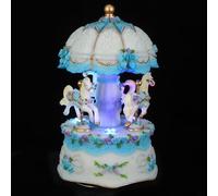 HAMPPLIES Regali di Compleanno Decorazione Natalizia Giostra con Cavalli Vintage Cavallo Statuina Musicale Decorazione Musicale per Le Feste Tavolo Rotante Giostra con Luci