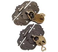 HAMPPLIES Set 2 Chiusure Decorative Vintage in Lega di Zinco Mini Lucchetti Antichi a Forma di Cuore e Orso, Serrature Retrò per Scatole Portagioie e Valigie, Ganci di Chiusura