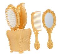 HAMPPLIES Set 5 Pezzi Spazzola Per Chioma e Pettine Vintage Con Specchio Desktop, Spazzola Districante Setole Flessibili e Portaspazzole Organizer Per Chioma Di Ogni Tipo