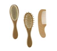 HAMPPLIES Set Da 3 Spazzole in Fibra Naturale Per Il Bagno Dei Bambini, Spazzola Per Capelli, Pettine in Legno, Spazzola Per La Pulizia Durante Il Bagno, Leggera e Portatile