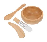 HAMPPLIES Set di Ciotola per Maschere Viso in Legno e Poliestere Spatola e Pennello per Miscelazione, Accessori Skin Care Leggeri per Esperienza DIY Rilassante Stile Casuale