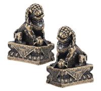 HAMPPLIES Statuette di Leoni Guardiani Cinesi in Rame Color Oro Chiaro, Mini Statue Decorazioni Bonsai e Vasi da Fiori per Giardino, Ufficio e Casa, Set 2 Pezzi