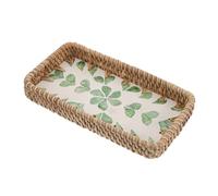 HAMPPLIES Vassoio Intrecciato in Rattan Piccolo Conchiglie, Organizer da Banco per Trucco e Profumi da Donna, Cestino Portaoggetti per Bagno e Scrivania, Elegante Supporto Decorativo per