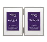 Hampton Frames | Cornice doppia da tavolo placcata argento 6x9 cm effetto velluto | Cerniere robuste passepartout smussato | Design classico per foto