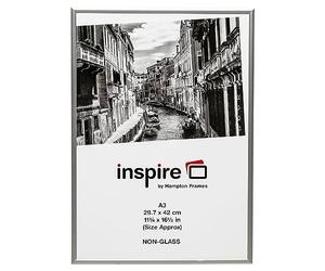 Hampton Frames | Cornice per foto A3, alluminio satinato | Spessore 9 mm, chiusura a clip, fronte infrangibile | Facile da usare, adatta per casa e ufficio