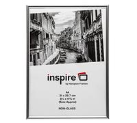 Hampton Frames | Cornice per foto A4 | Argento, Plexiglas, spessore vetro 6 mm | Caricamento posteriore, da parete o da tavolo | Per certificati e foto