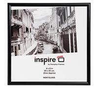 Hampton Frames | Cornice per foto Backloader BLR88BKPX-1PK | 20 x 20 cm, nero, frontale in acrilico, plastica, retro drop-in, clip girevoli | per foto, poster, display certificati
