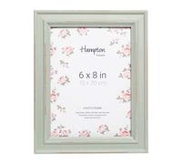 Hampton Frames | Cornice portafoto 15x20 cm, verde salvia, vetro, MDF effetto invecchiato | Profilo largo, montaggio da tavolo o parete, clip girevoli | Decorazione foto