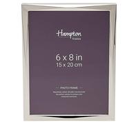 Hampton Frames Cornice portafoto argento 15x20 cm, design elegante in nichel lucido, vetro trasparente, retro velluto grigio, esposizione verticale/orizzontale