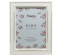 Hampton Frames | Cornice portafoto Paloma | 15x20 cm, bianco, legno effetto shabby chic | retro nero con clip girevoli, da parete o tavolo | stile elegante per foto