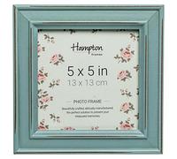 Hampton Frames | Cornice Portafoto Quadrata Paloma | 13x13cm, Blu, Legno Invecchiato | Clip Girevole, Montaggio Parete o Tavolo | Design Moderno per Foto e Decorazione