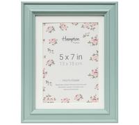 Hampton Frames HELENA HEL68BL57 - Cornice portafoto in vetro con passepartout bianco, 13 x 18 cm, colore azzurro