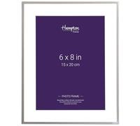Hampton Frames Mayfair - Cornice portafoto placcata in argento, 15 x 20 cm, passepartout bianco con taglio smussato, apertura in vetro, autoportante o montaggio a parete, espositore fotografico per