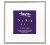 Hampton Frames | MAYFAIR Silver Plate Photo Frame 3x3in (8x8cm), White Bevel Mount | Glass Front, Velvet Back, Standing Display | Silver Picture Frame for Home Decor
