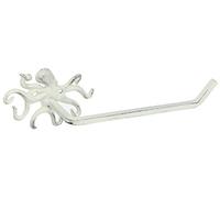 Hampton Nautical Portarotolo in ghisa imbiancata a forma di polpo da 27,9 cm, decorazione bagno spiaggia
