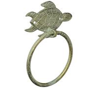 Hampton Nautical Portasciugamani in bronzo antico, 17,8 cm, motivo: tartaruga marina, decorazione da spiaggia, in ghisa