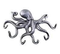 Hampton Nautical Rustic Dark Blue Whitewashed Cast Iron Octopus Hook 27,9 cm -