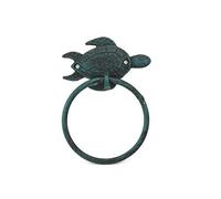 Hampton Nautical Seaworn - Porta asciugamani in ghisa, motivo tartaruga, 17,8 cm, colore: Blu