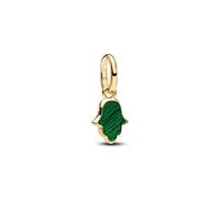Hamsa Hand 14k Gold-Plated Mini Dangle with Imitazione Malachite