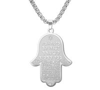 Hamsa Mano di Fatima Collana con Stella di Davide per Donne Uomini Acciaio Inossidabile Collana Ciondolo Ebraico Benedizione Islamica Allah Gioielli Religiosi (Argento 1)