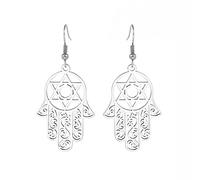 Hamsa Mano di Fatima Orecchini Esagramma Stella di David Malocchio Orecchini a perno Nodo Celtico Ebraico Donna Protezione Amuleto Simbolo Gioielli Ragazza Donna (argento)