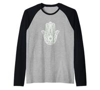 Hamsa Mano di Miriam Stella di David Anahat Spirituale Mistico Maglia con Maniche Raglan