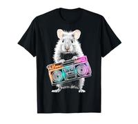 Hamster Colorful Holding Radio Musica Animale Arte Criceto Maglietta