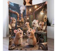 Hamster Homeware, coperta di lusso con design 3D, con simpatici topi e animali, super morbida, calda, soffice, traspirante e accogliente, in finta pelliccia, per divano e letto, in flanella, 100 x 130