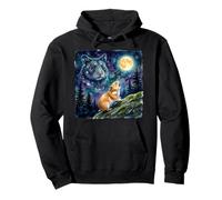 Hamster Howling at The Moon Night Sky Animal Art Felpa con Cappuccio