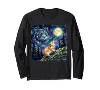 Hamster Howling at The Moon Night Sky Animal Art Maglia a Manica
