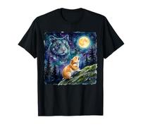Hamster Howling at The Moon Night Sky Animal Art Maglietta