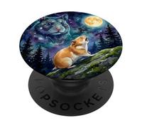 Hamster Howling at the Moon Night Sky Animal Art PopSockets PopGrip Adesivo