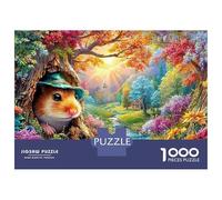 Hamster in Tree with Green Hat Puzzle Da 1000 Pezzi Dream Forest Squirrel Sfida Di Ingegno Per Adulti E Bambini 38x26cm/1000pcs